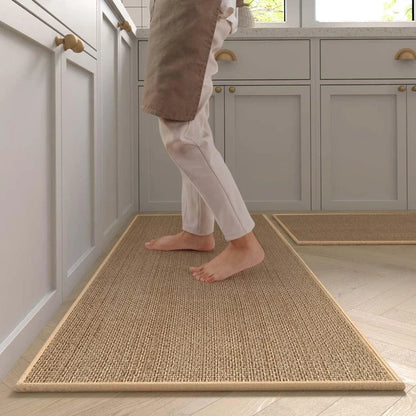 Plaid Kitchen Mat, Braided Polyester, Rubber Non-Slip Backing, Washable Runner in Brown or Grey, Multiple Sizes - product view 3