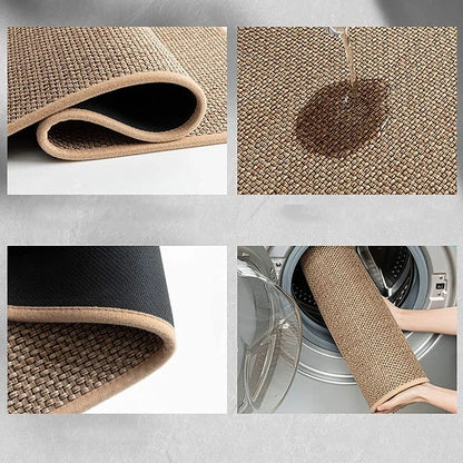 Plaid Kitchen Mat, Braided Polyester, Rubber Non-Slip Backing, Washable Runner in Brown or Grey, Multiple Sizes - product view 6