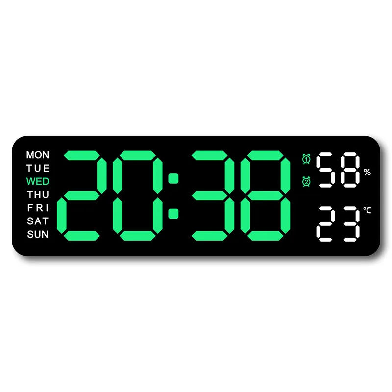 Modern Digital Wall Clock, LED Display, Mute Operation, 3 Brightness Levels, Calendar, Tabletop or Wall Mount - product view 1