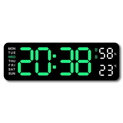Modern Digital Wall Clock, LED Display, Mute Operation, 3 Brightness Levels, Calendar, Tabletop or Wall Mount - product view 1