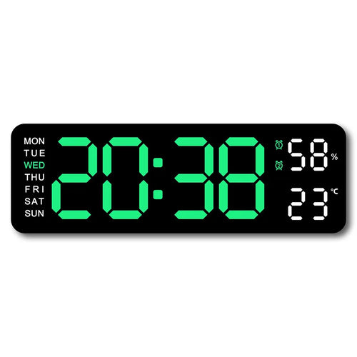 Modern Digital Wall Clock, LED Display, Mute Operation, 3 Brightness Levels, Calendar, Tabletop or Wall Mount - product view 1
