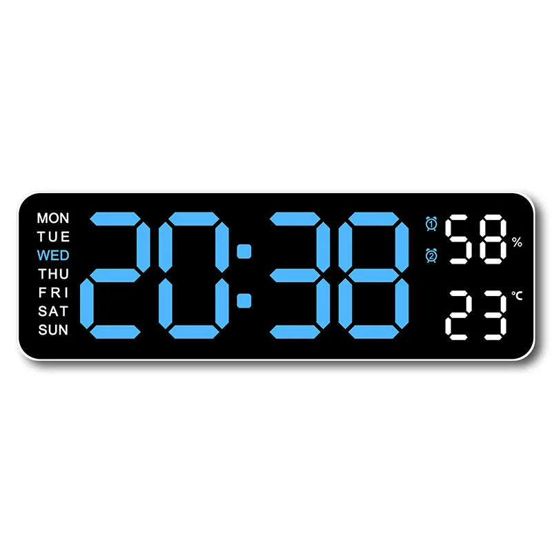 Modern Digital Wall Clock, LED Display, Mute Operation, 3 Brightness Levels, Calendar, Tabletop or Wall Mount - product view 2