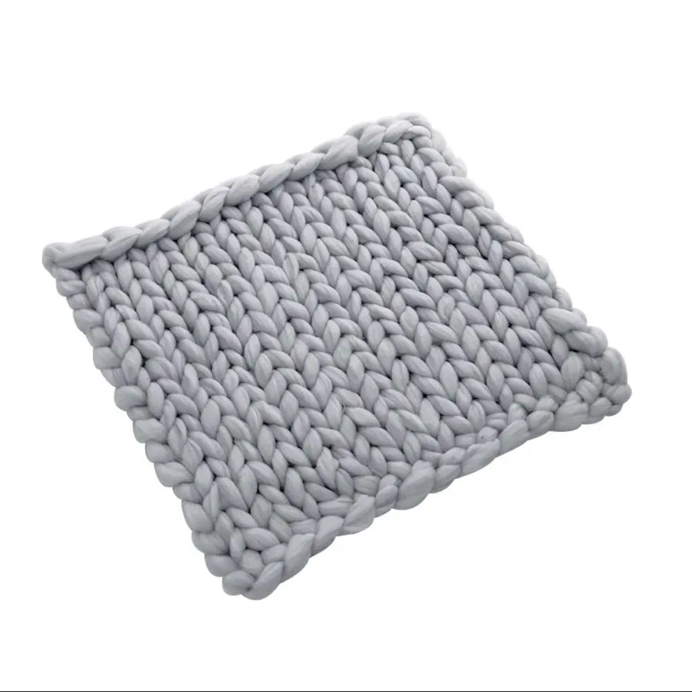 Cotton Knitted Throw Blanket, Soft Warm Grey Solid Colour Design, 60 x 60 cm Decorative Home Accent - product view 4