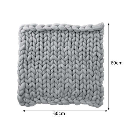 Cotton Knitted Throw Blanket, Soft Warm Grey Solid Colour Design, 60 x 60 cm Decorative Home Accent - product view 5