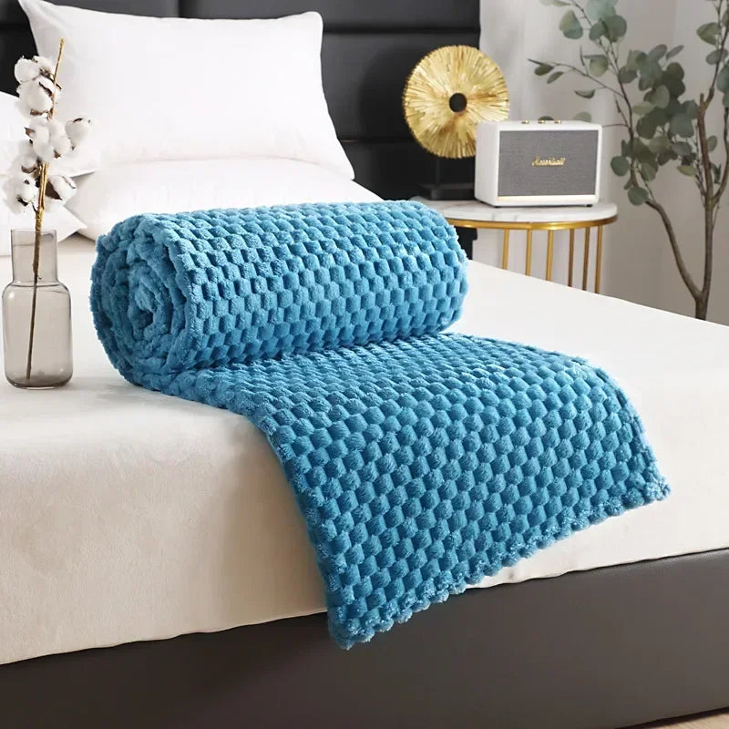 Soft Rectangle Throw Blanket, Polyester Cotton Knit, Solid Plain Design, Portable Wearable Sizes for Travel, Home and Airplane - product view 3