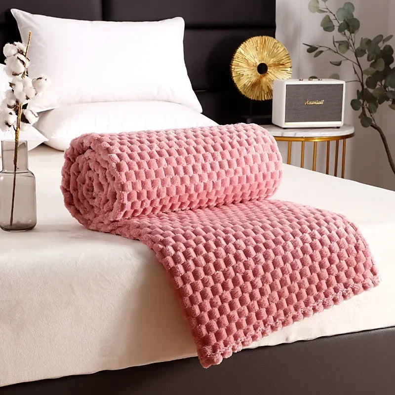 Soft Rectangle Throw Blanket, Polyester Cotton Knit, Solid Plain Design, Portable Wearable Sizes for Travel, Home and Airplane - product view 5