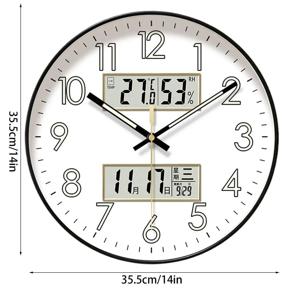 Modern Digital Wall Clock, Circular Plastic Design with 10, 12 or 14 Inch Size Options for Contemporary Home Décor - product view 1
