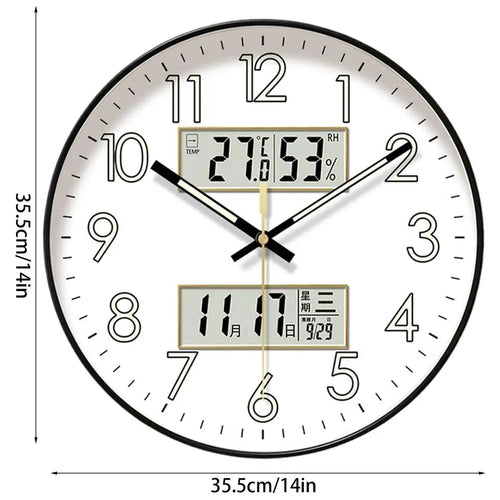 Modern Digital Wall Clock, Circular Plastic Design with 10, 12 or 14 Inch Size Options for Contemporary Home Décor - product view 1