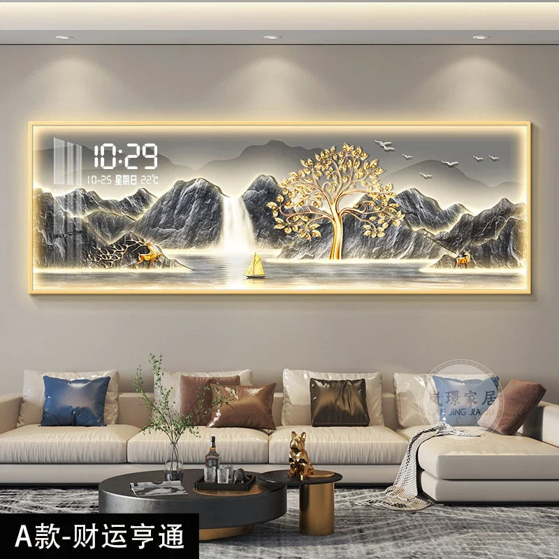Modern Wall Clock with Aluminum Alloy Frame, Mute Loudspeaker Feature, 30x90 to 50x150 cm Sheet Sizes - product view 2