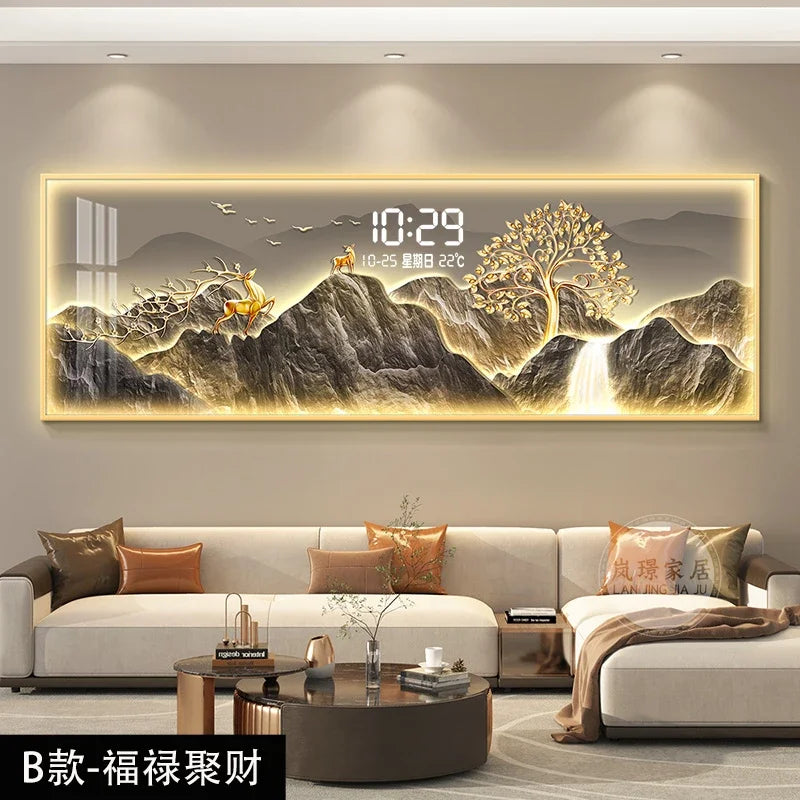 Modern Wall Clock with Aluminum Alloy Frame, Mute Loudspeaker Feature, 30x90 to 50x150 cm Sheet Sizes - product view 3