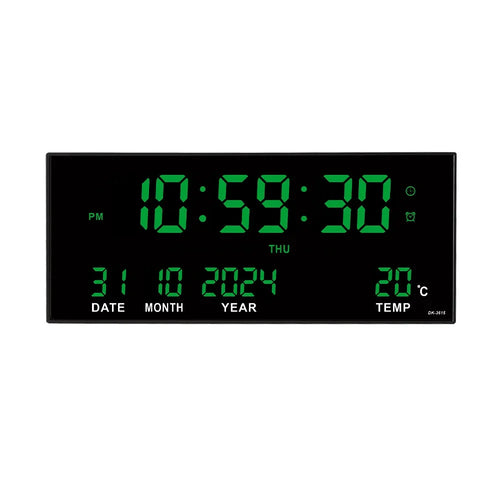 Large Digital Wall Clock, LED Time Date Temperature Display, 360mm Geometric Plastic Design, Wall Mount, Four Colors - product view 1