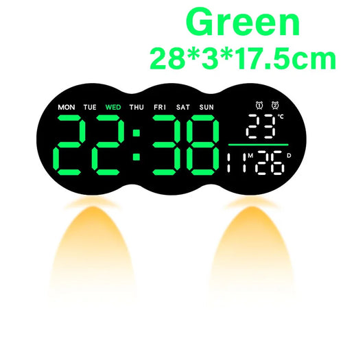 Modern Digital Wall Clock, LED Display with Ambient Light, Countdown, Dual Alarm and Remote Control for Home or Office - product view 1