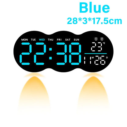 Modern Digital Wall Clock, LED Display with Ambient Light, Countdown, Dual Alarm and Remote Control for Home or Office - product view 4
