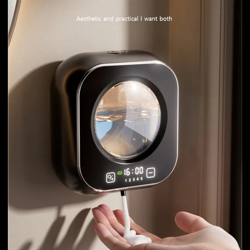 Wall-Mounted Automatic Soap Dispenser, Rechargeable Touchless Sensor Pump, 3 Foam Levels, Digital Display, IPX6 - product view 4