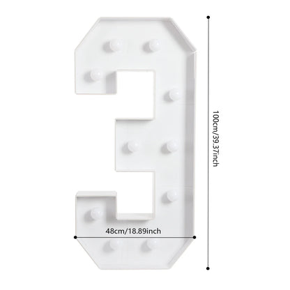 Giant LED Number Light, 100 × 48 cm Warm White Party Decor, 10-Bulb Battery-Powered Floor-Standing Display - product view 2