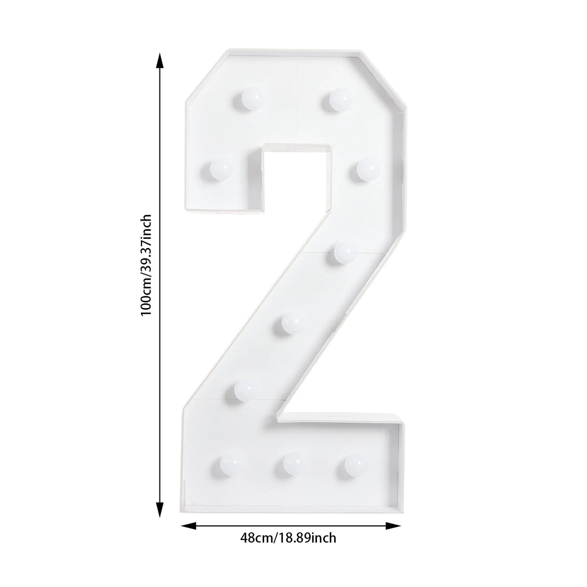 Giant LED Number Light, 100 × 48 cm Warm White Party Decor, 10-Bulb Battery-Powered Floor-Standing Display - product view 3