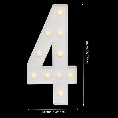 Giant LED Number Light, 100 × 48 cm Warm White Party Decor, 10-Bulb Battery-Powered Floor-Standing Display - product view 4
