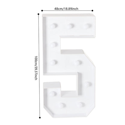 Giant LED Number Light, 100 × 48 cm Warm White Party Decor, 10-Bulb Battery-Powered Floor-Standing Display - product view 5