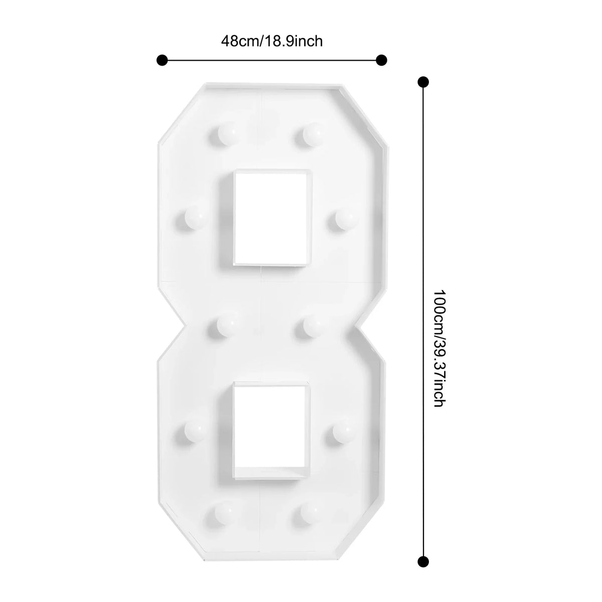 Giant LED Number Light, 100 × 48 cm Warm White Party Decor, 10-Bulb Battery-Powered Floor-Standing Display - product view 6