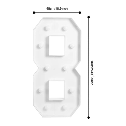 Giant LED Number Light, 100 × 48 cm Warm White Party Decor, 10-Bulb Battery-Powered Floor-Standing Display - product view 6