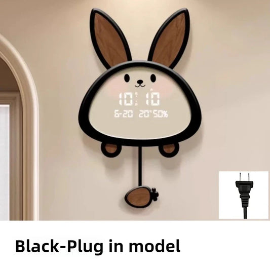 Modern Digital Wall Clock, Acrylic Square Cartoon Rabbit Design, 38x60 cm or 45x70 cm, Plug-In or Power Bank Options - product view 1