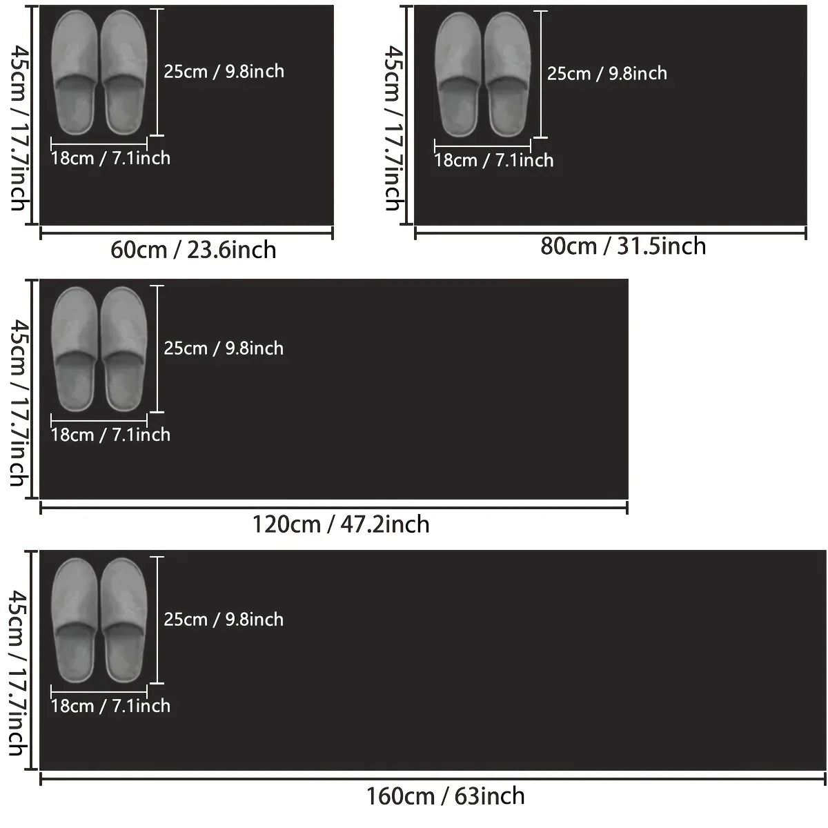 Anti-Slip Rubber Kitchen Mat, Solid Indoor Floor Runner for Bathroom, Bedroom, Doorway and Kitchen in 4 Sizes - product view 4