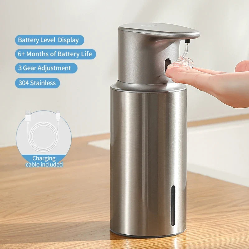 Automatic Soap Dispenser, 480 ml Sensor Hand Sanitizer and Body Wash Dispenser, Lithium Battery, Black, White or Silver - product view 3