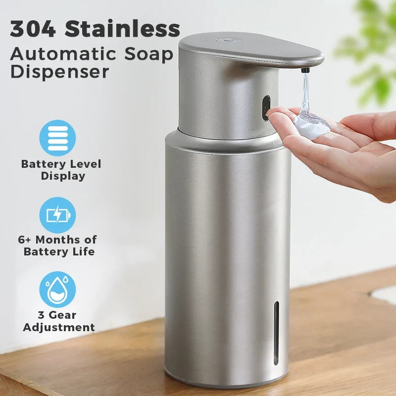 Automatic Soap Dispenser, 480 ml Sensor Hand Sanitizer and Body Wash Dispenser, Lithium Battery, Black, White or Silver - product view 4