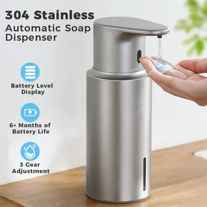 Automatic Soap Dispenser, 480 ml Sensor Hand Sanitizer and Body Wash Dispenser, Lithium Battery, Black, White or Silver - product view 4