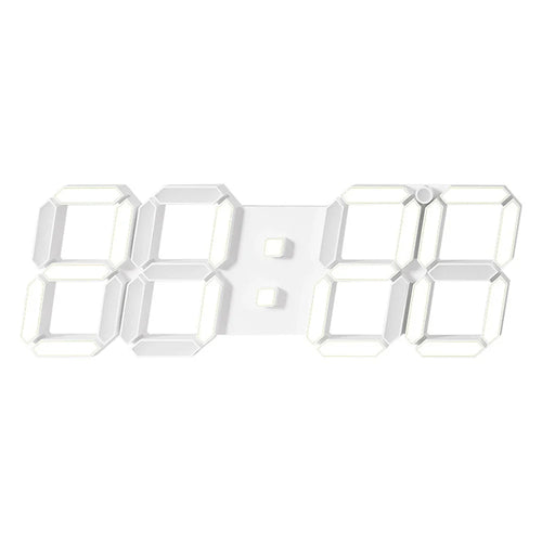 Modern Digital Wall Clock, 3D LED Luminous Geometric Plastic Design for Living Room Décor, White Frame - product view 1