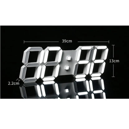 Modern Digital Wall Clock, 3D LED Luminous Geometric Plastic Design for Living Room Décor, White Frame - product view 3