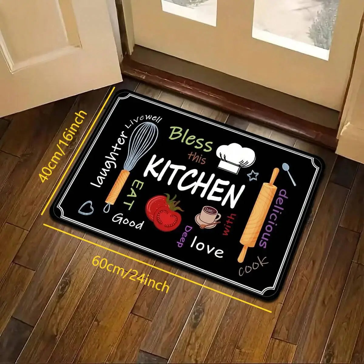 Printed Kitchen Mat with PVC Backing, Fade-Resistant Machine-Made Floor Rug for Kitchen, Laundry Room, Bathroom or Entryway - product view 2