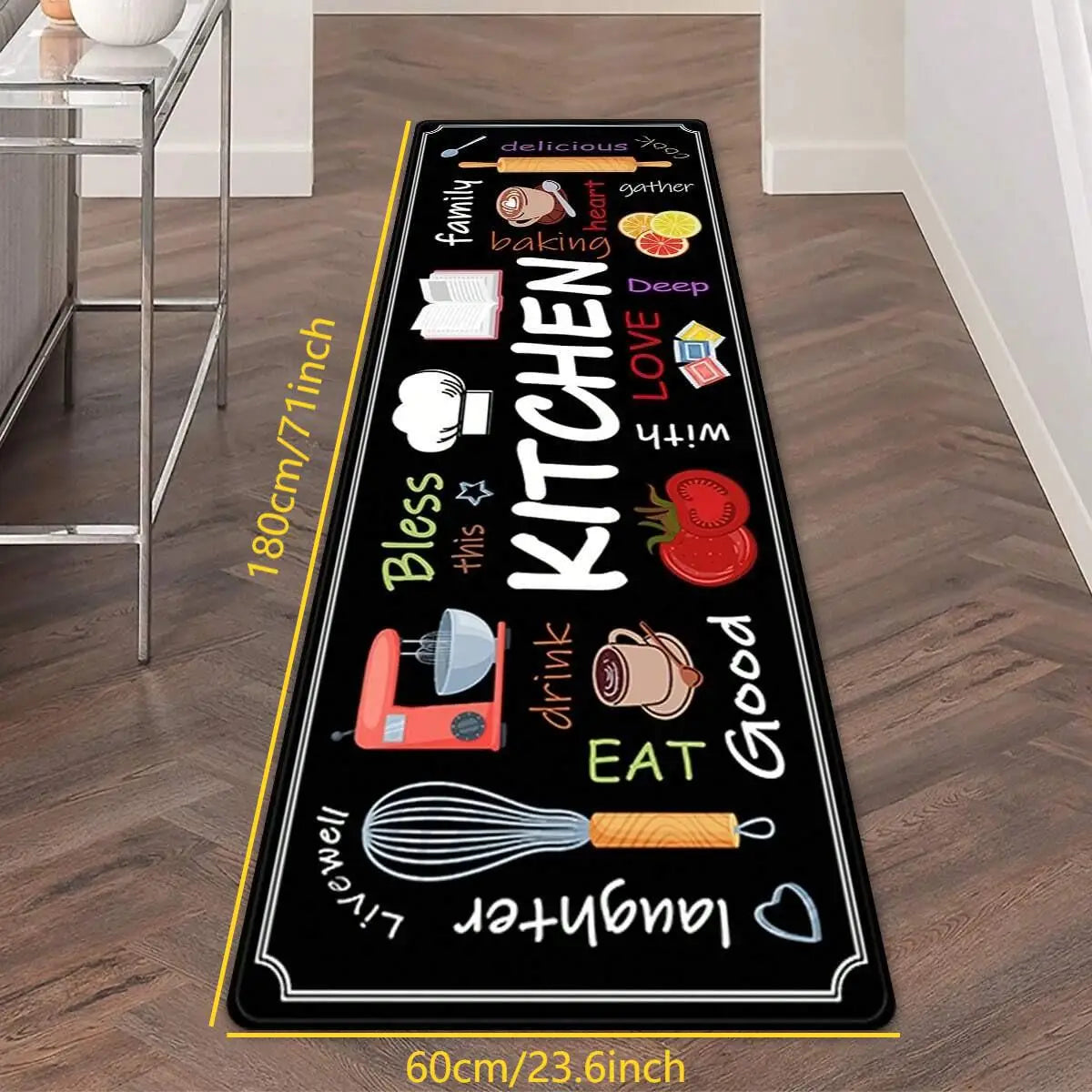 Printed Kitchen Mat with PVC Backing, Fade-Resistant Machine-Made Floor Rug for Kitchen, Laundry Room, Bathroom or Entryway - product view 5
