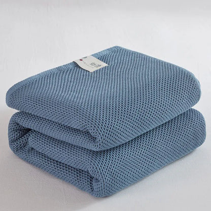 Plaid Throw Blanket, Polyester-Cotton Waffle Bedspread for Sofa and Bedding, Reactive Printing, Three Sizes and Seven Colors - product view 2