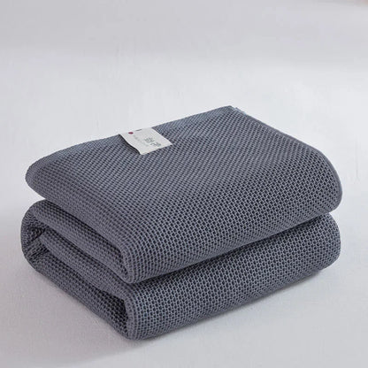 Plaid Throw Blanket, Polyester-Cotton Waffle Bedspread for Sofa and Bedding, Reactive Printing, Three Sizes and Seven Colors - product view 3