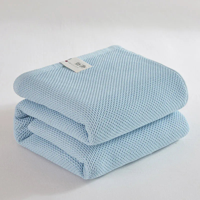Plaid Throw Blanket, Polyester-Cotton Waffle Bedspread for Sofa and Bedding, Reactive Printing, Three Sizes and Seven Colors - product view 4