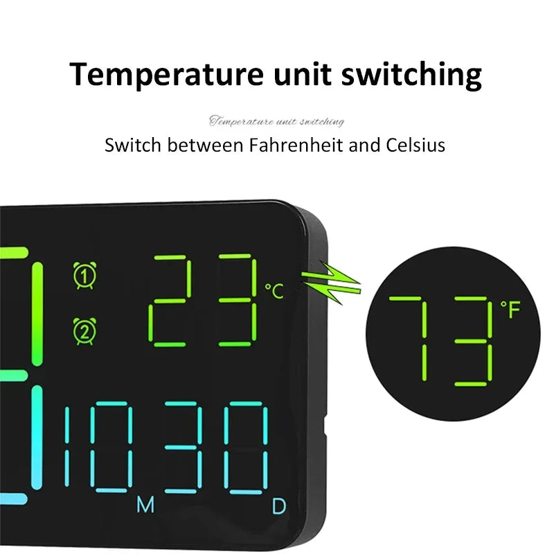 RGB Digital Wall Alarm Clock, product view 3