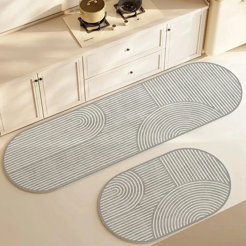 Striped Kitchen Floor Mat, Waterproof Anti-Slip Fade-Resistant Polyester Rug with Rubber Backing in 3 Sizes - product view 4