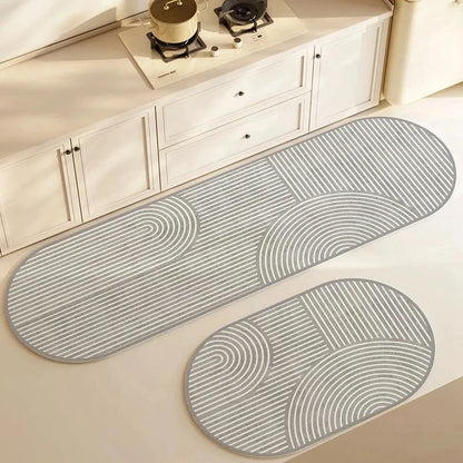 Striped Kitchen Floor Mat, Waterproof Anti-Slip Fade-Resistant Polyester Rug with Rubber Backing in 3 Sizes - product view 4