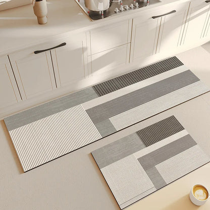 Striped Kitchen Mat, Suede Anti-Slip Waterproof Floor Rug with Rubber Backing, Fade-Resistant Sizes for Kitchen and Bathroom - product view 3