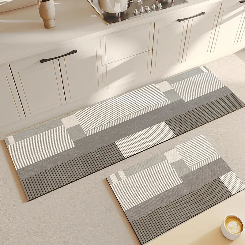 Striped Kitchen Mat, Suede Anti-Slip Waterproof Floor Rug with Rubber Backing, Fade-Resistant Sizes for Kitchen and Bathroom - product view 4