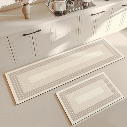 Striped Kitchen Mat, Suede Anti-Slip Waterproof Floor Rug with Rubber Backing, Fade-Resistant Sizes for Kitchen and Bathroom - product view 5