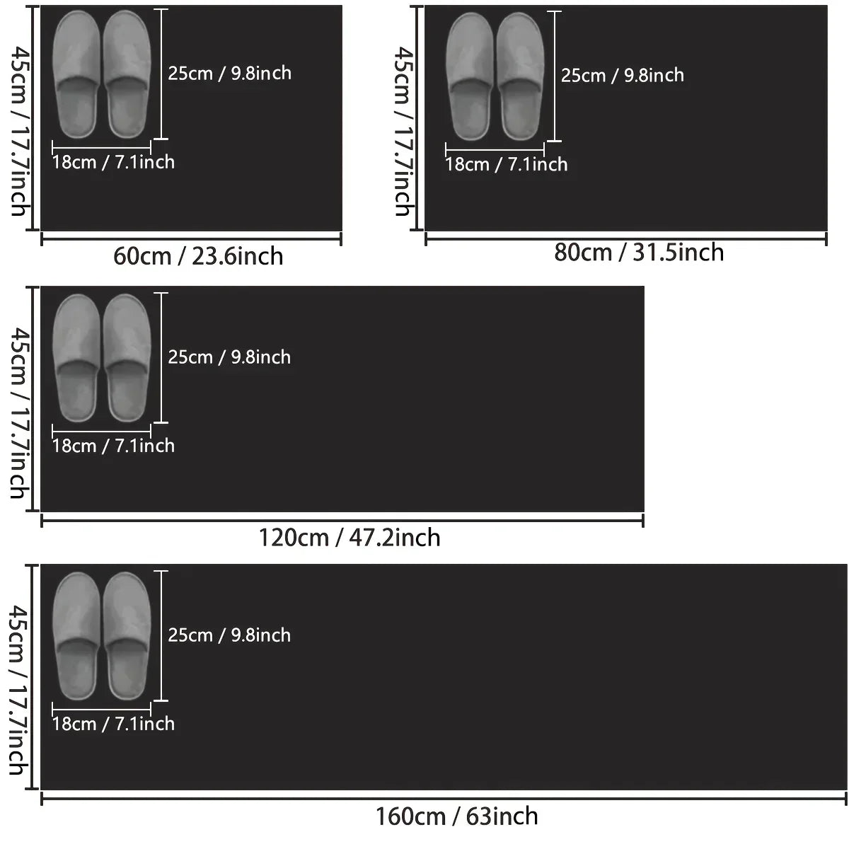 Non-Slip Rubber Kitchen Mat, Machine-Made Solid Floor Runner in 45x60, 80, 120 or 160 cm Sizes for Indoor Rooms - product view 2