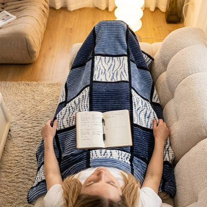 Patchwork Throw Blanket, Soft 100% Polyester Flannel Cover for Sofa, Couch, Bed, Car, Office and Bedroom, 79x91in - product view 3