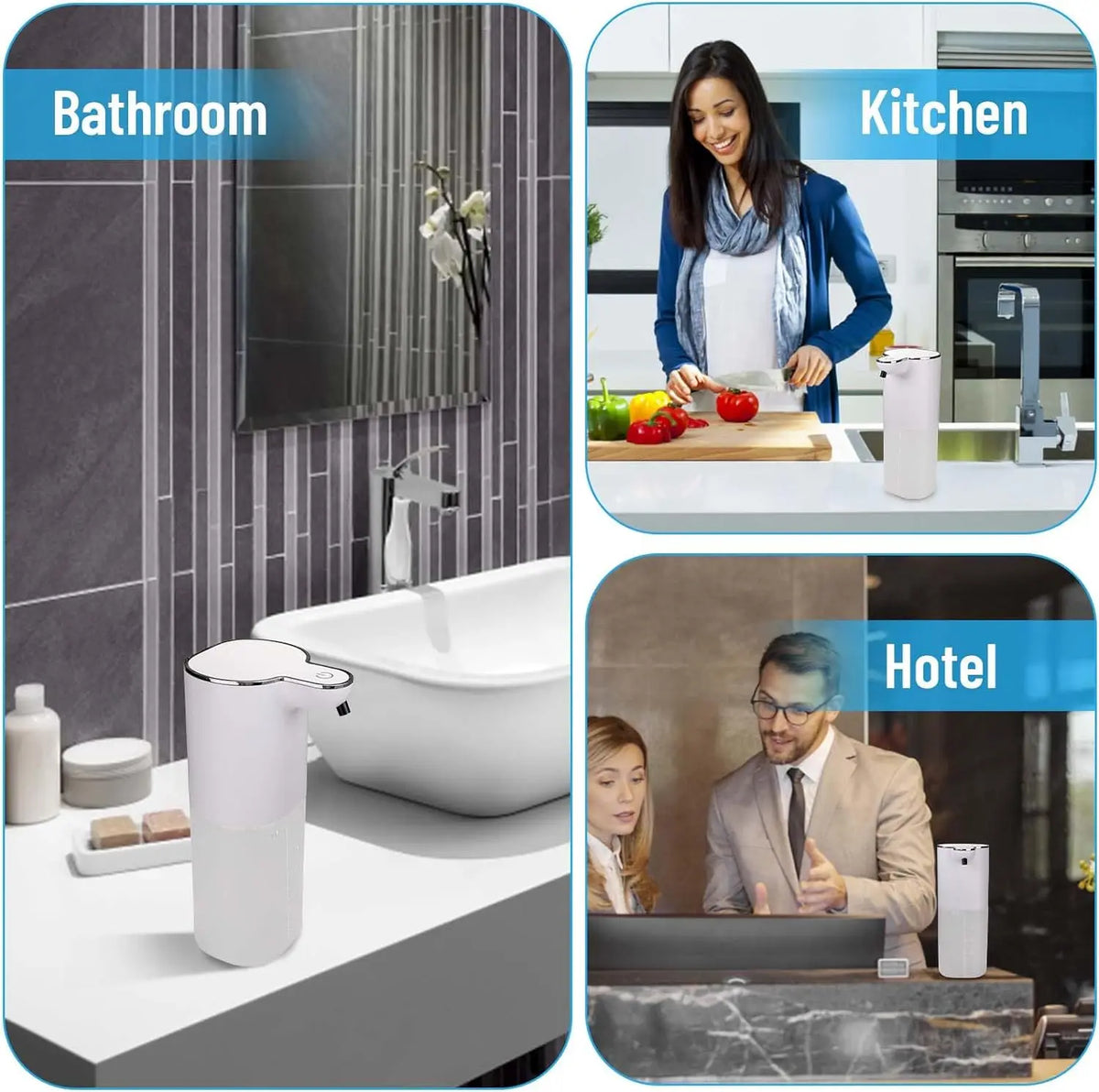 Automatic Foam Soap Dispenser, 400 ml Touch-Free Sensor, USB Rechargeable, IPX5 Waterproof, Countertop or Wall-Mountable - product view 5