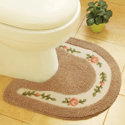 Striped Microfiber Bathroom Rug Pad, Modern Machine-Made Floor Mat, 50 x 50 cm, Color Options for Toilet and Bathroom Floors - product view 1