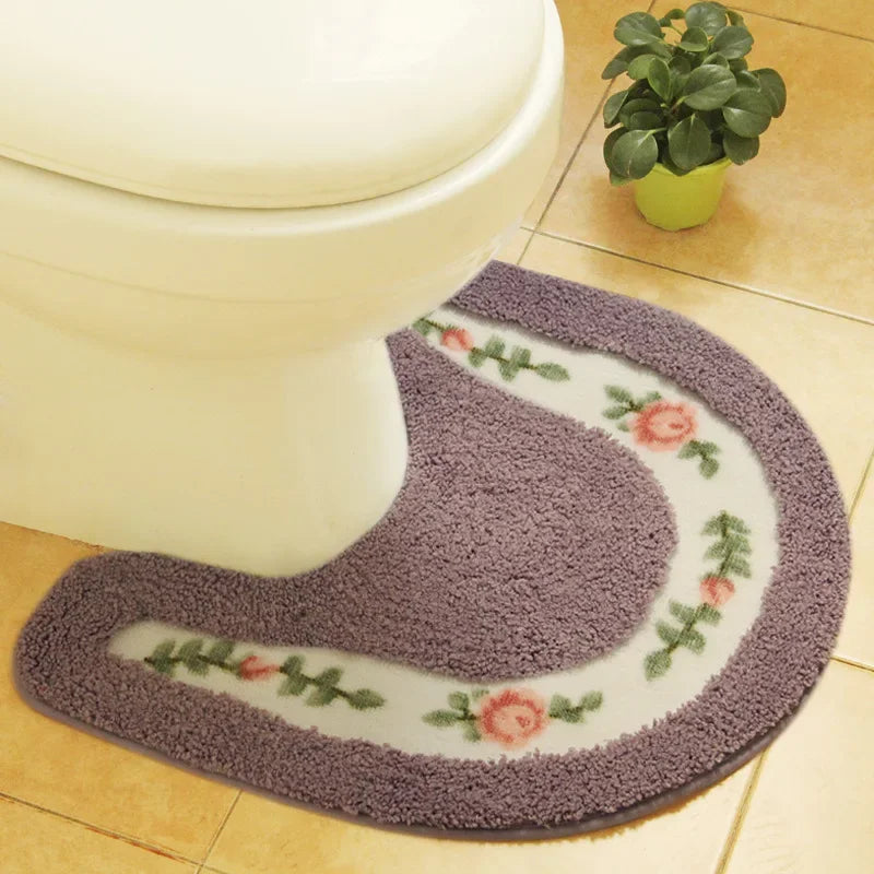 Striped Microfiber Bathroom Rug Pad, Modern Machine-Made Floor Mat, 50 x 50 cm, Color Options for Toilet and Bathroom Floors - product view 5