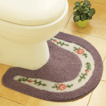 Striped Microfiber Bathroom Rug Pad, Modern Machine-Made Floor Mat, 50 x 50 cm, Color Options for Toilet and Bathroom Floors - product view 5
