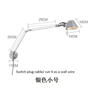 Foldable Swing Arm Wall Sconce, Adjustable Aluminum Design, E27 LED Bulb, Wall-Mount or Table-Clip Indoor Light - product view 2