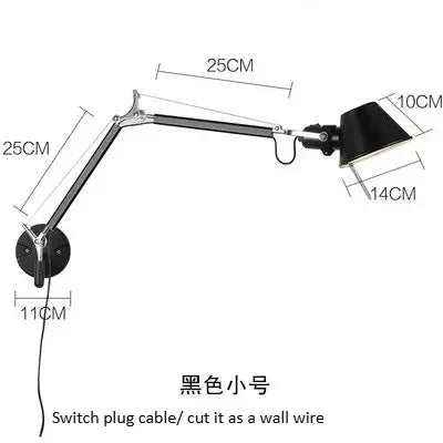 Foldable Swing Arm Wall Sconce, Adjustable Aluminum Design, E27 LED Bulb, Wall-Mount or Table-Clip Indoor Light - product view 3